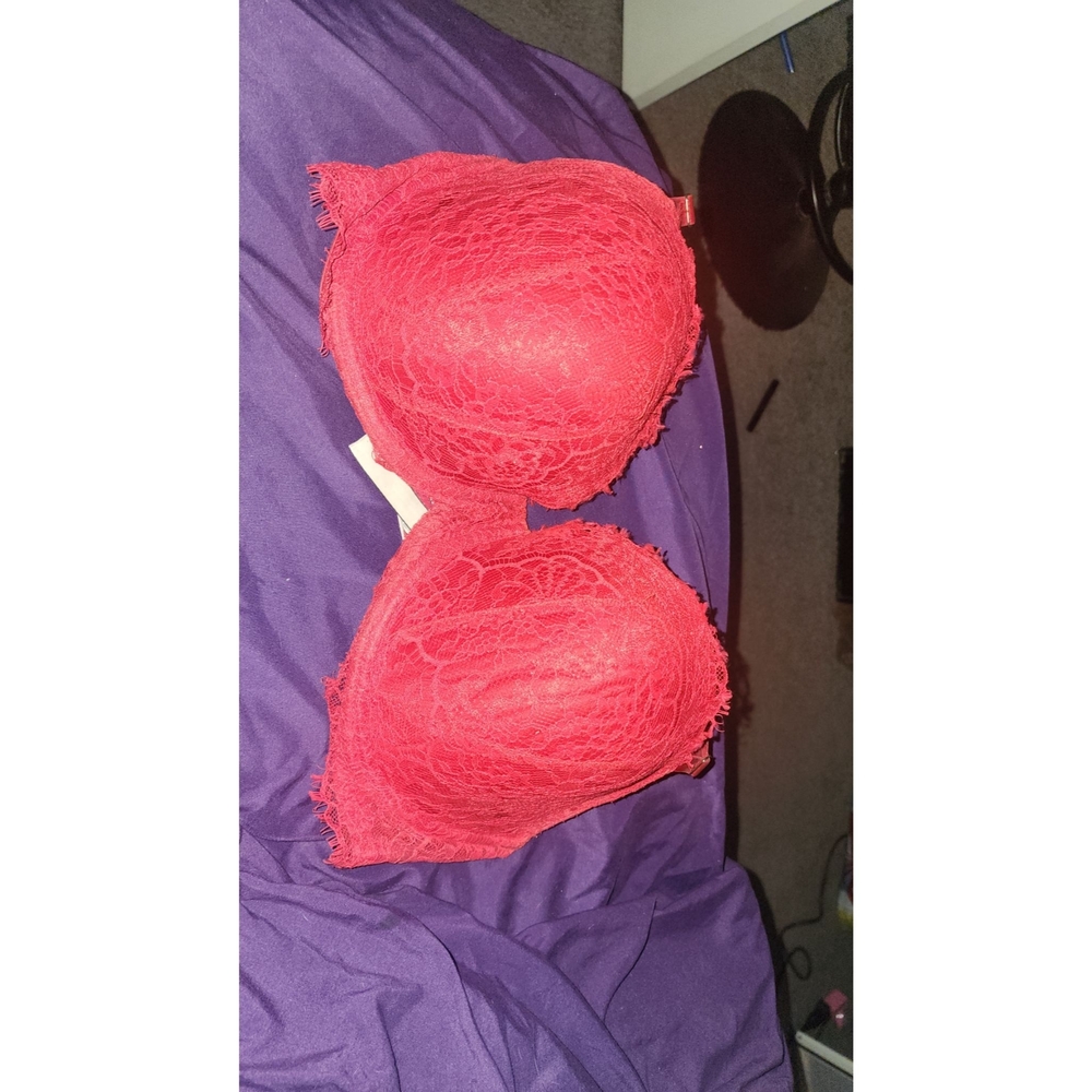 Lace-Trim Red Push-Up Bra - Women Other Bras
